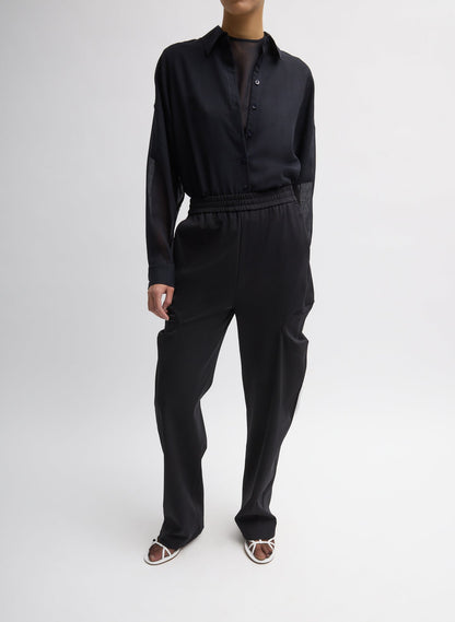 Sheer Wool Gauze Oversized Shirt Navy - Tibi