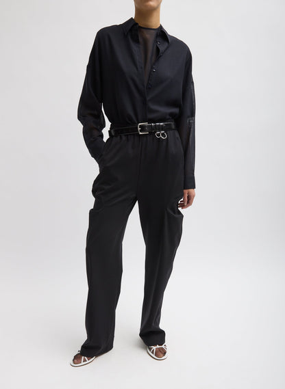 Sheer Wool Gauze Oversized Shirt Navy - Tibi