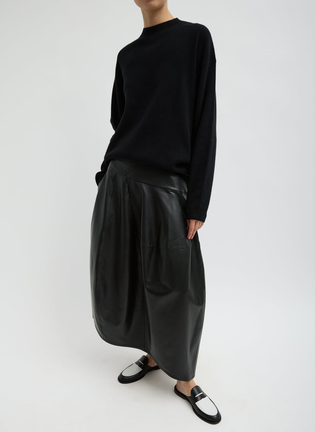 Leather Asymmetrical Balloon Skirt Black - Tibi