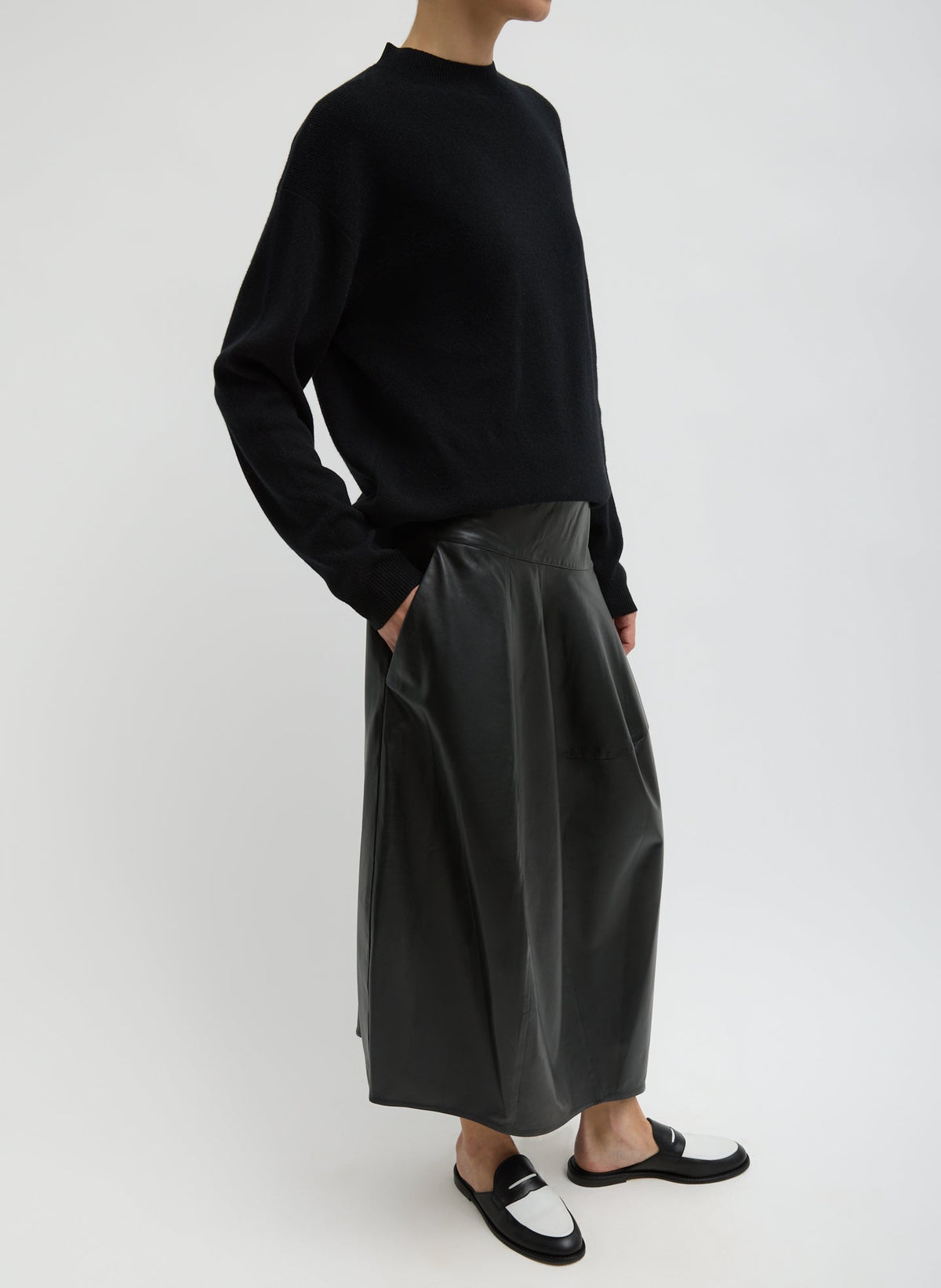 Leather Asymmetrical Balloon Skirt Black - Tibi