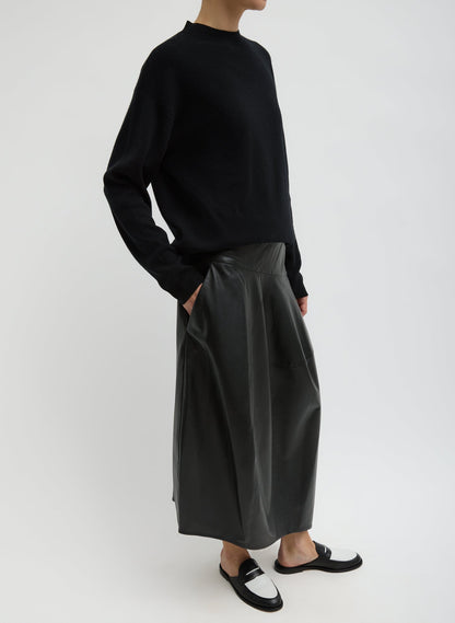 Leather Asymmetrical Balloon Skirt Black - Tibi