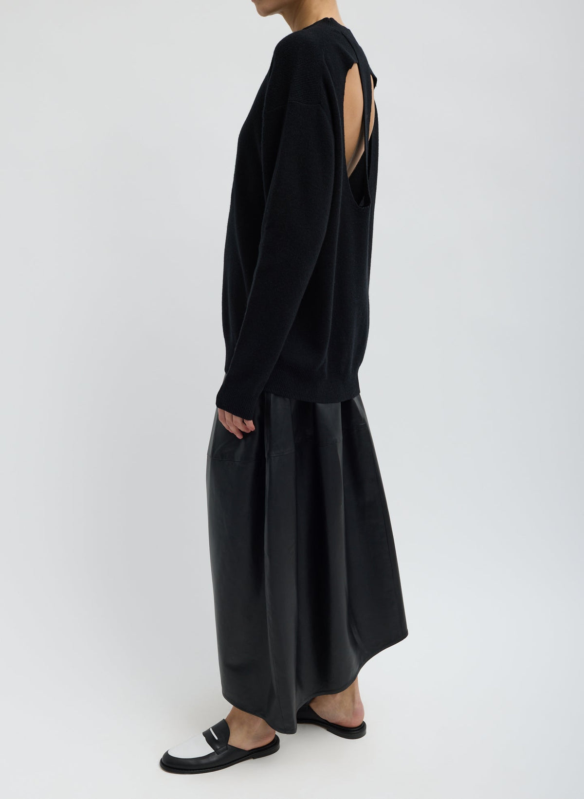 Leather Asymmetrical Balloon Skirt Black - Tibi