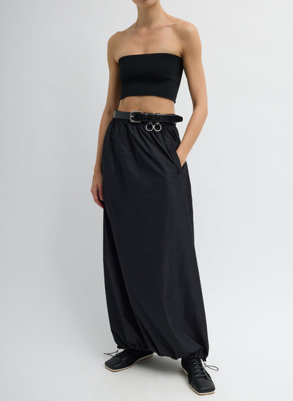 Italian Sporty Nylon Maxi Anorak Skirt Black - Tibi