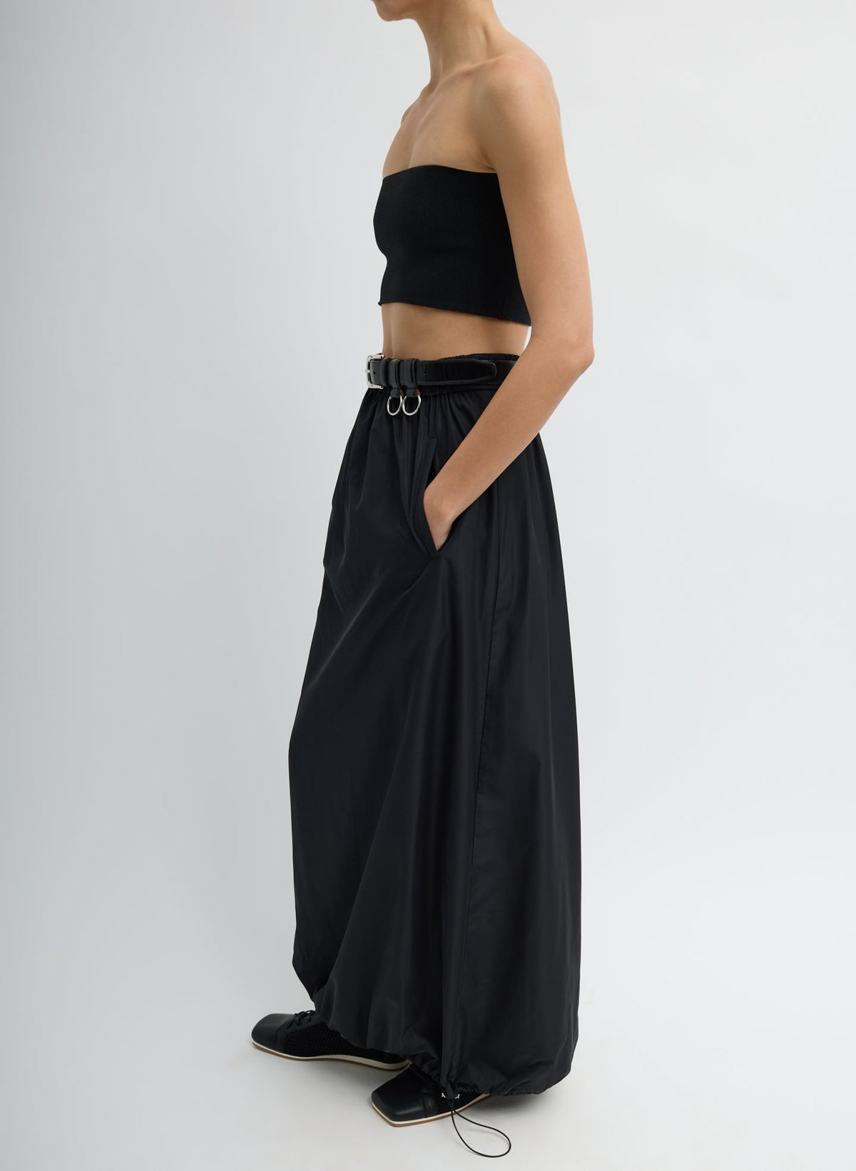 Italian Sporty Nylon Maxi Anorak Skirt Black - Tibi