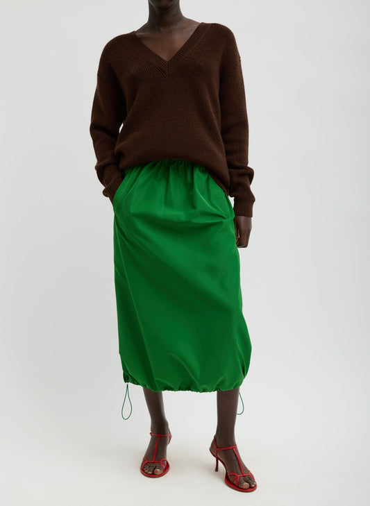 Italian Sporty Nylon Midi Anorak Skirt Green - Tibi