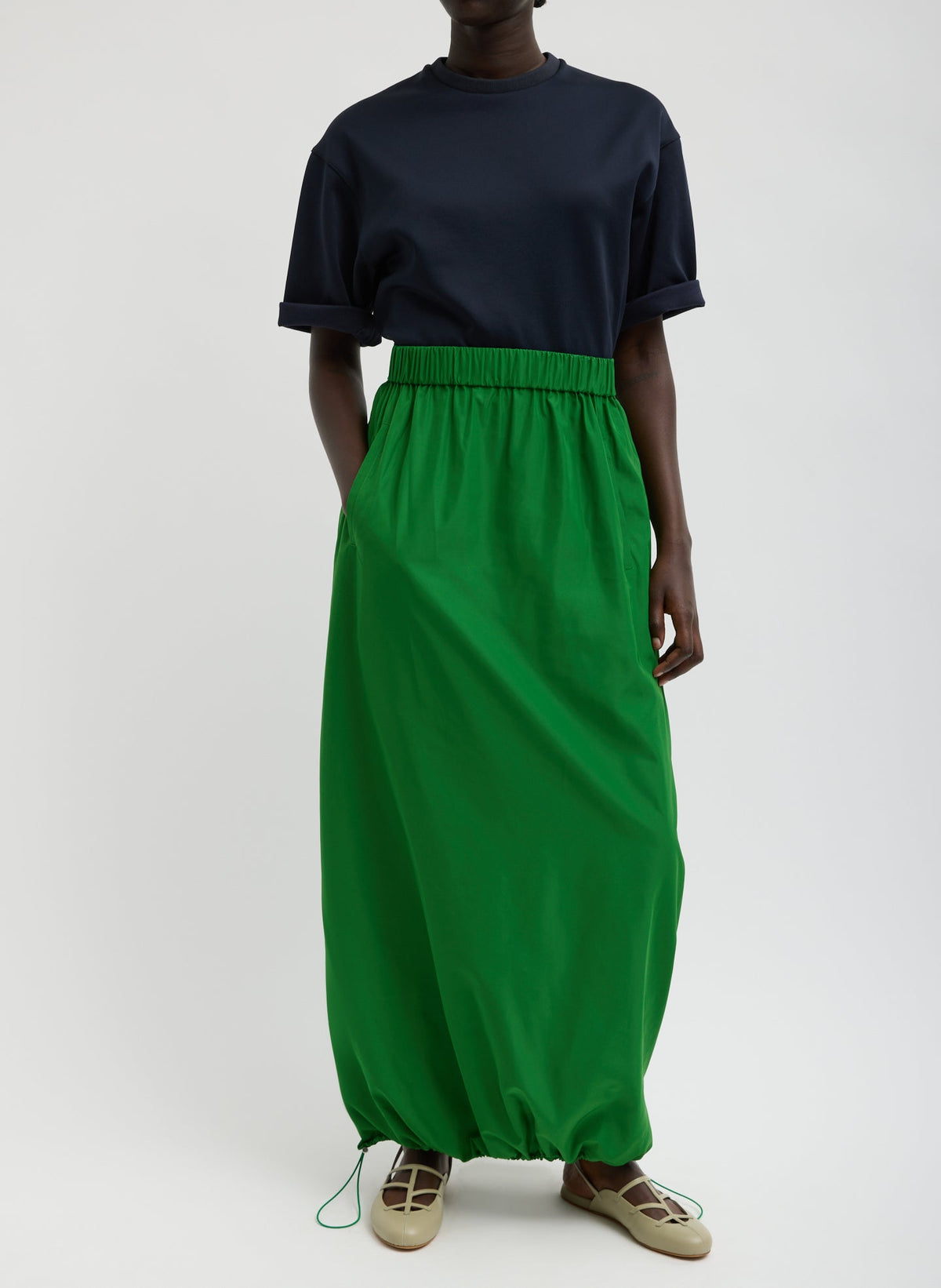 Italian Sporty Nylon Maxi Anorak Skirt Green - Tibi