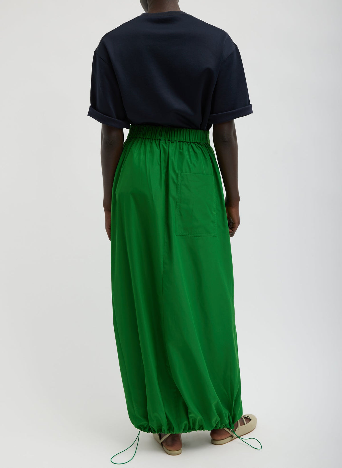 Italian Sporty Nylon Maxi Anorak Skirt Green - Tibi