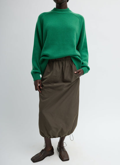 Italian Sporty Nylon Midi Anorak Skirt Dark Hazelnut - Tibi