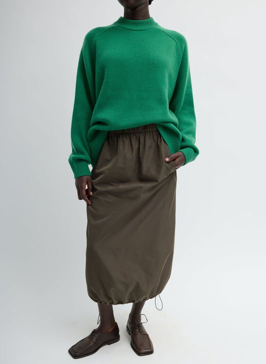 Italian Sporty Nylon Midi Anorak Skirt Dark Hazelnut - Tibi