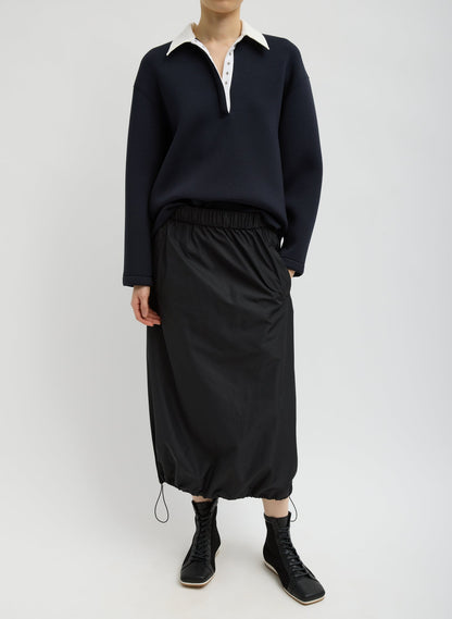 Italian Sporty Nylon Midi Anorak Skirt Black - Tibi