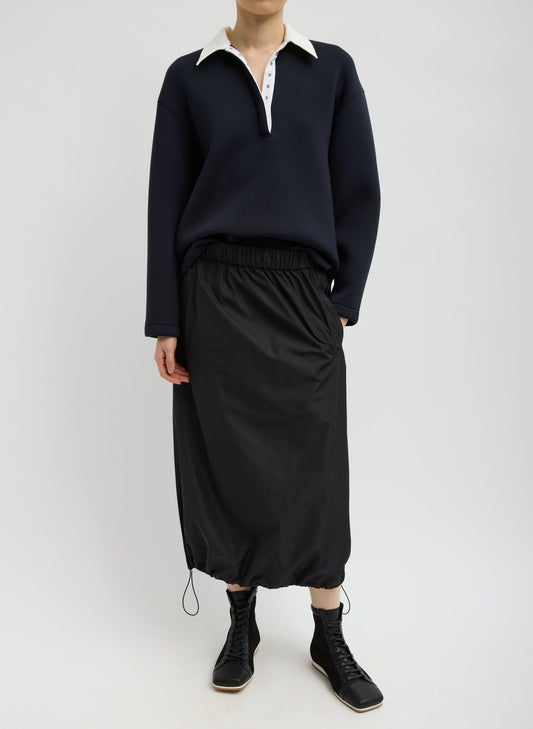Italian Sporty Nylon Midi Anorak Skirt Black - Tibi