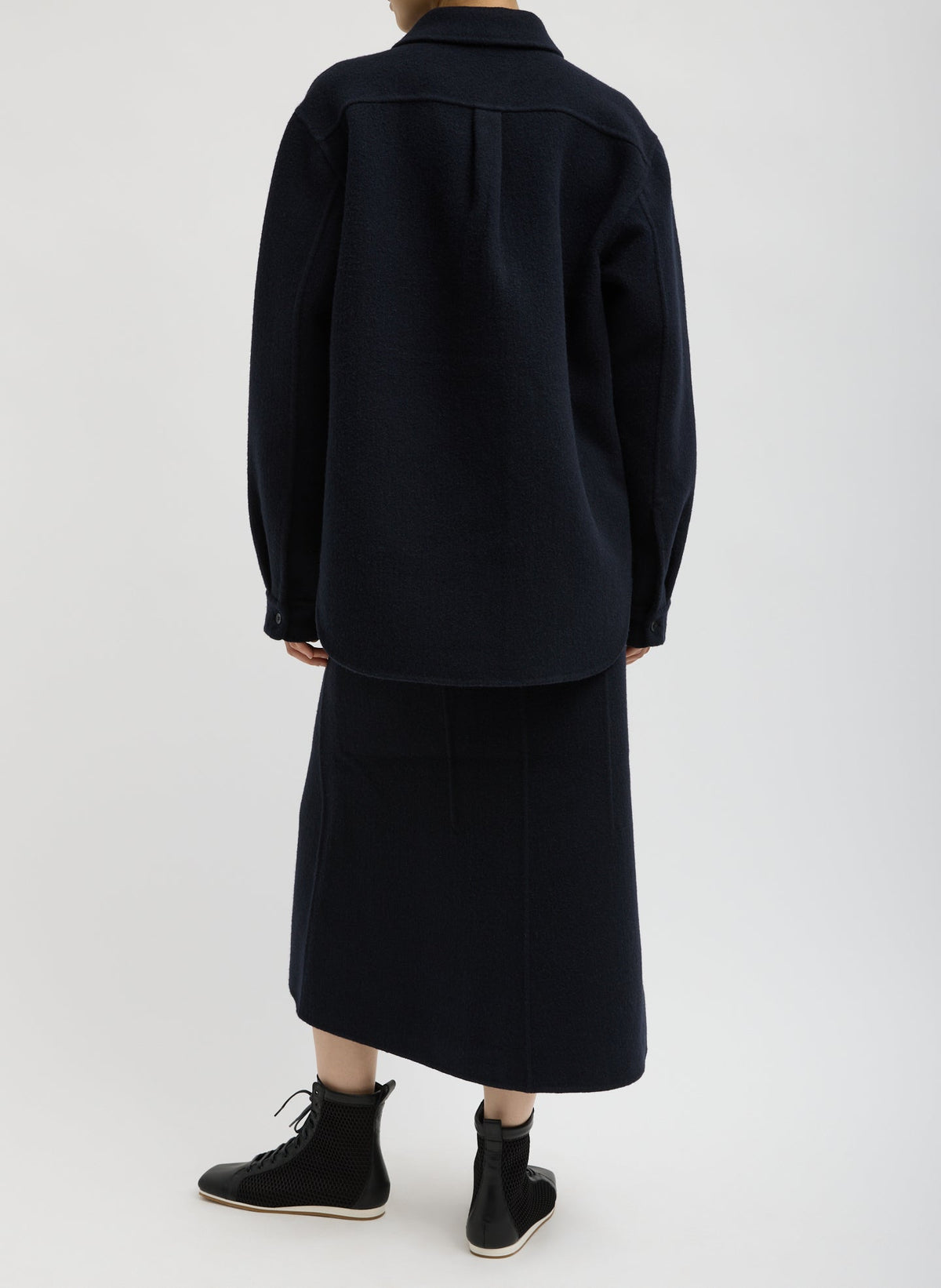 Luxe Double Faced Wool Angora Sculpted Skirt Navy - Tibi