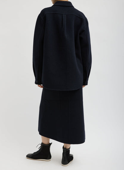 Luxe Double Faced Wool Angora Sculpted Skirt Navy - Tibi