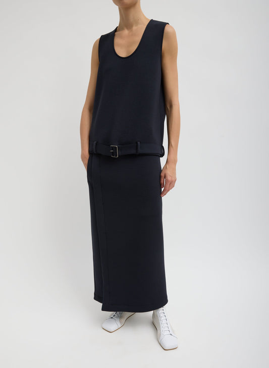 Bonded Viscose Maxi Wrap Skirt Dark Navy - Tibi