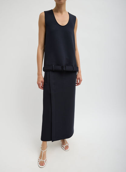 Bonded Viscose Maxi Wrap Skirt Dark Navy - Tibi