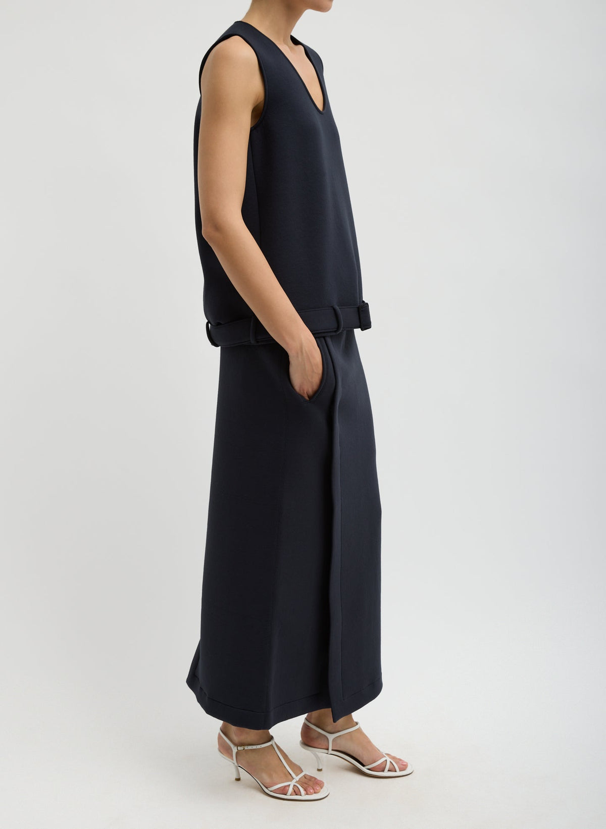 Bonded Viscose Maxi Wrap Skirt Dark Navy - Tibi