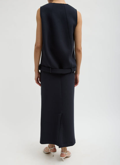 Bonded Viscose Maxi Wrap Skirt Dark Navy - Tibi