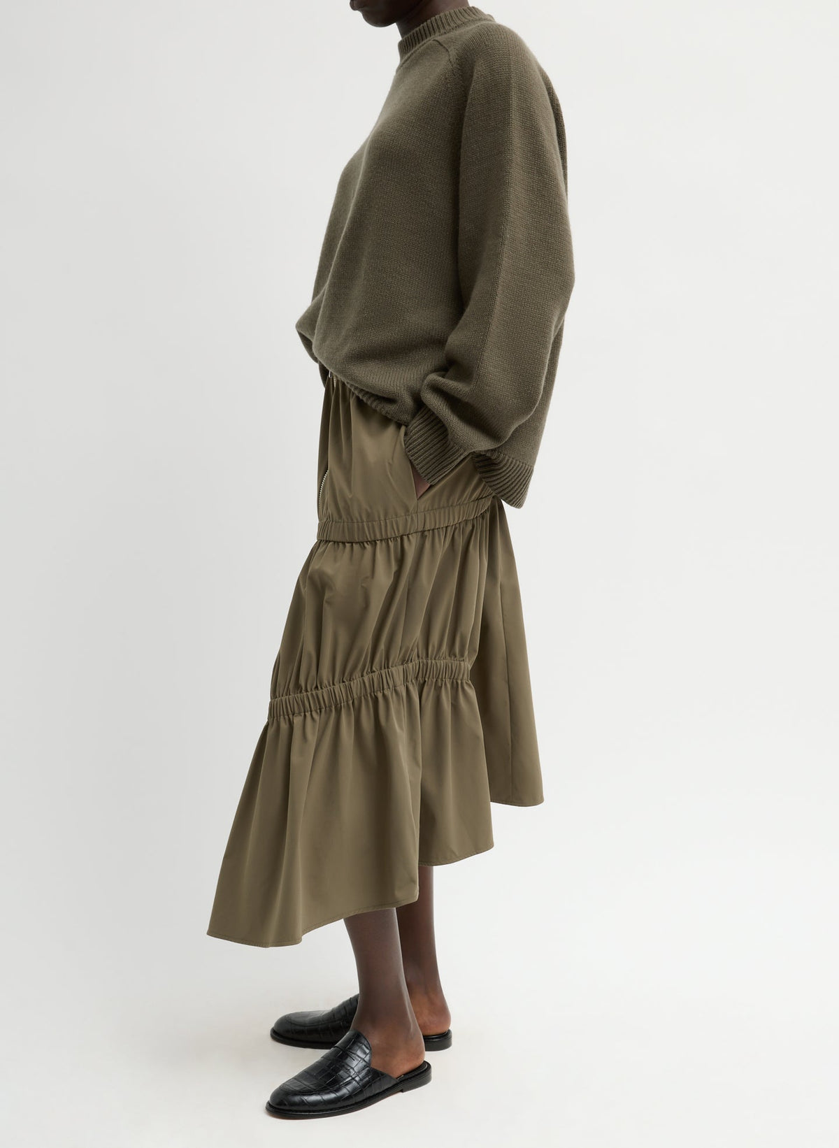 Tech Suiting Asymmetrical Skirt Dark Hazelnut - Tibi