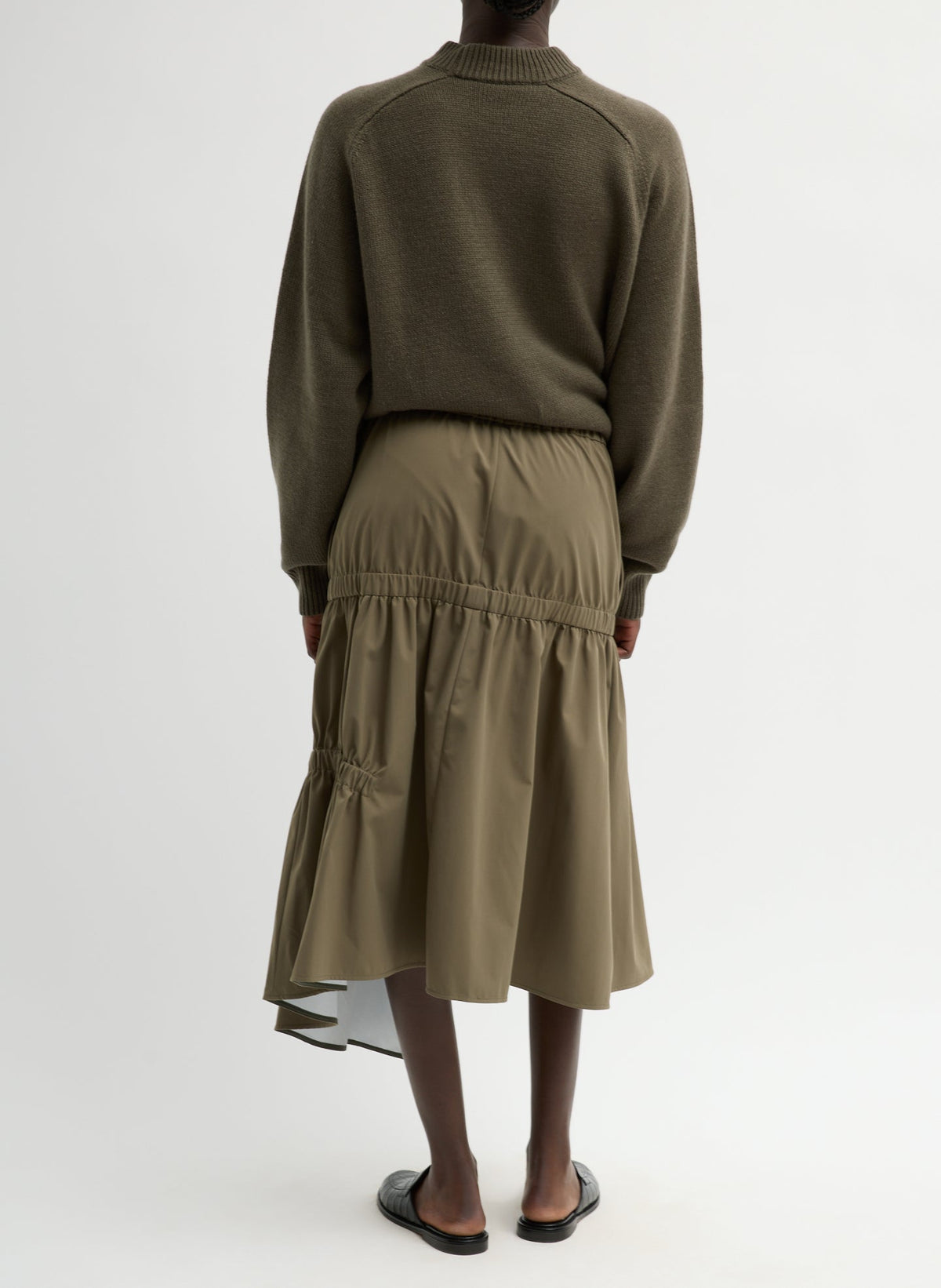 Tech Suiting Asymmetrical Skirt Dark Hazelnut - Tibi