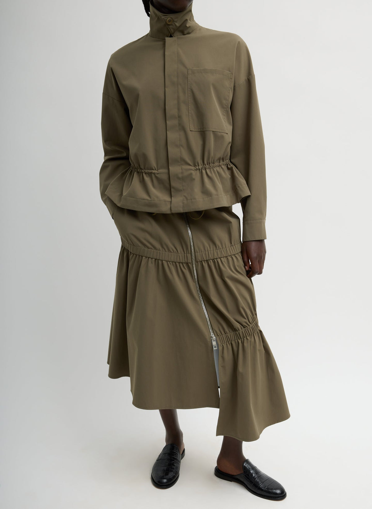 Tech Suiting Asymmetrical Skirt Dark Hazelnut - Tibi