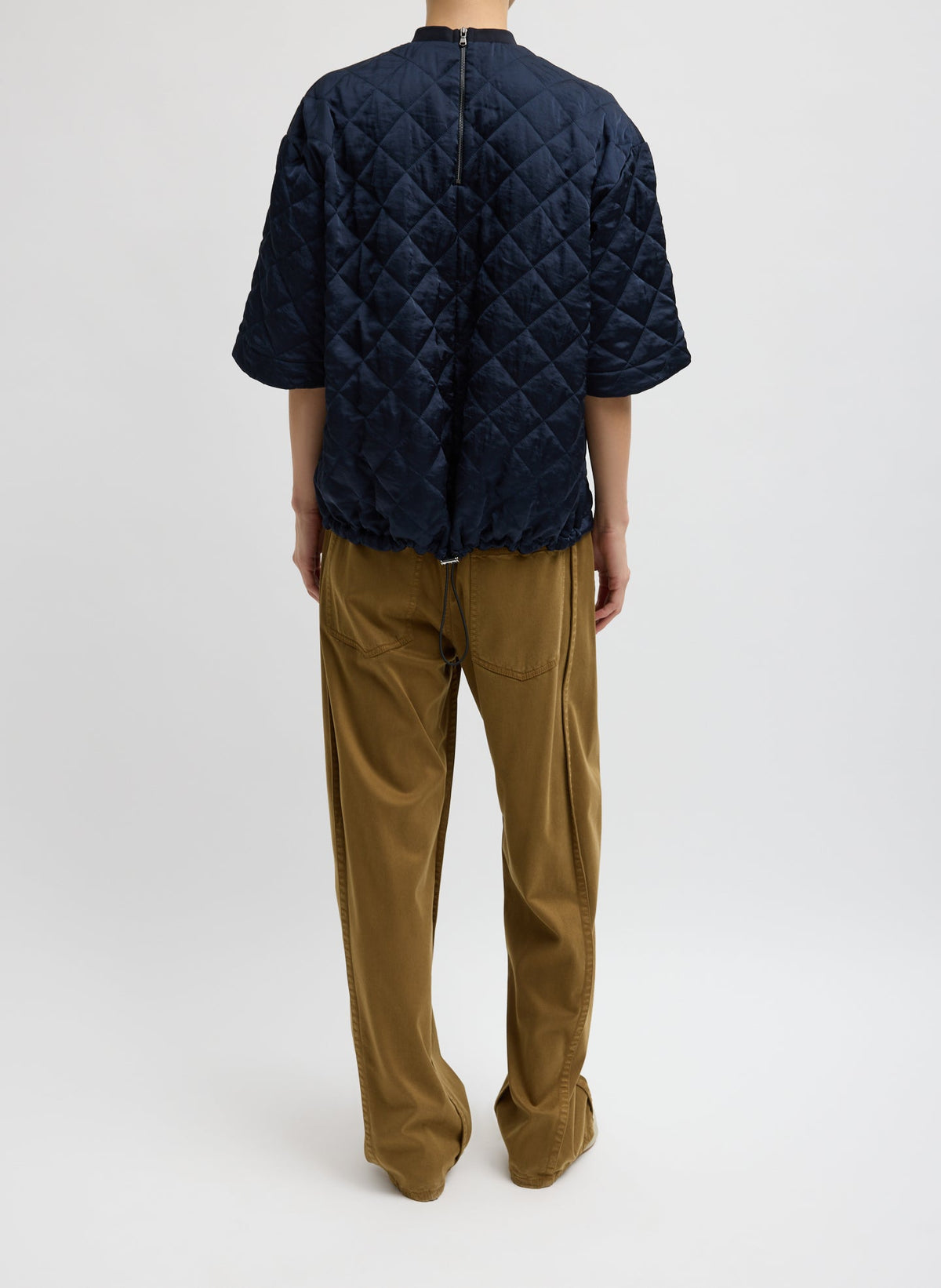 Garment Dyed Stretch Twill Tuck Pant Dark Tan - Tibi