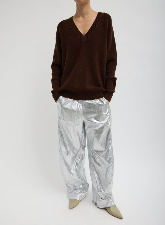 Silver Metallic Nylon Winslow Pant Silver - Tibi