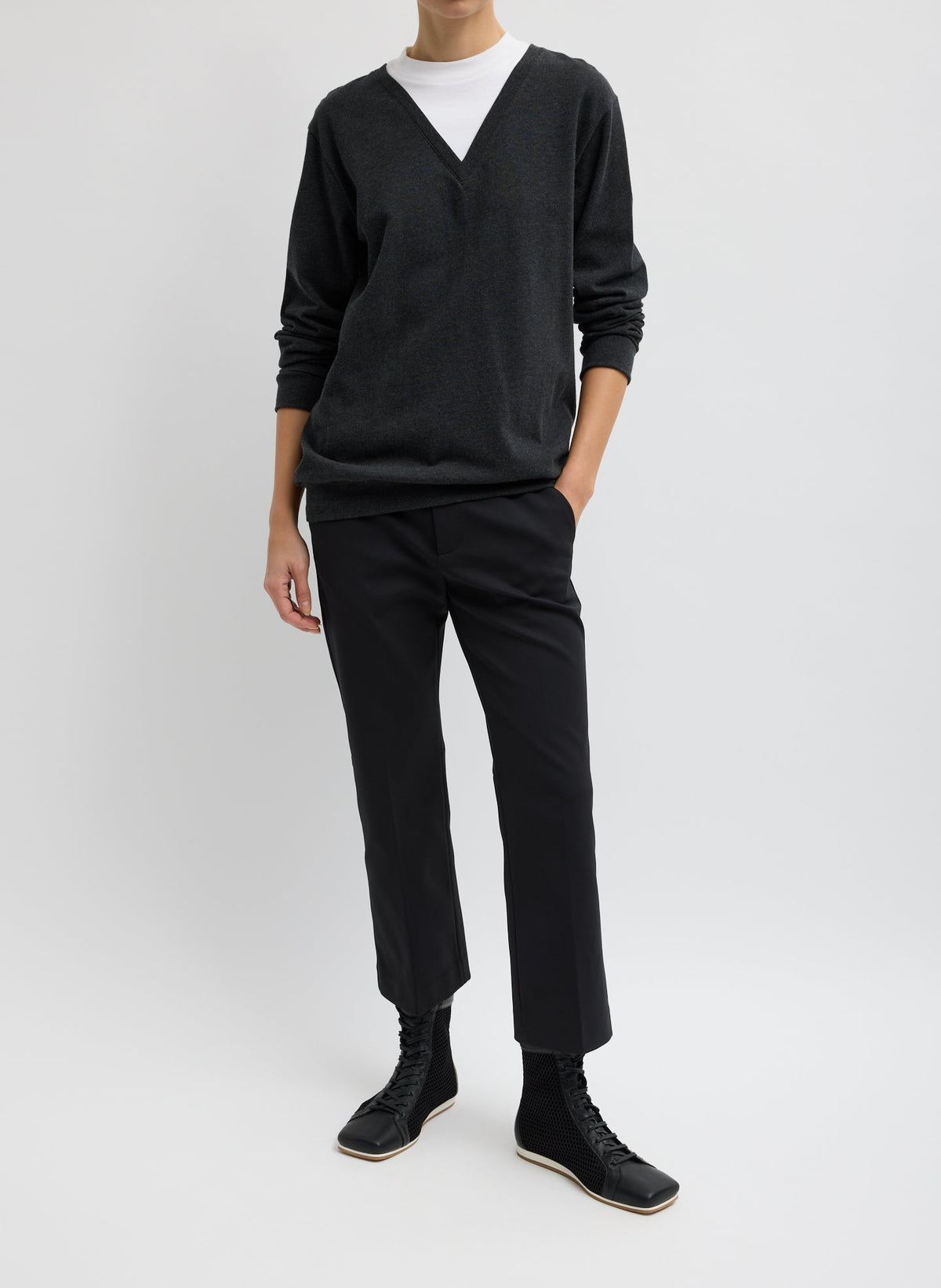Compact Tech Knit Cropped Bootcut Pant Black - Tibi