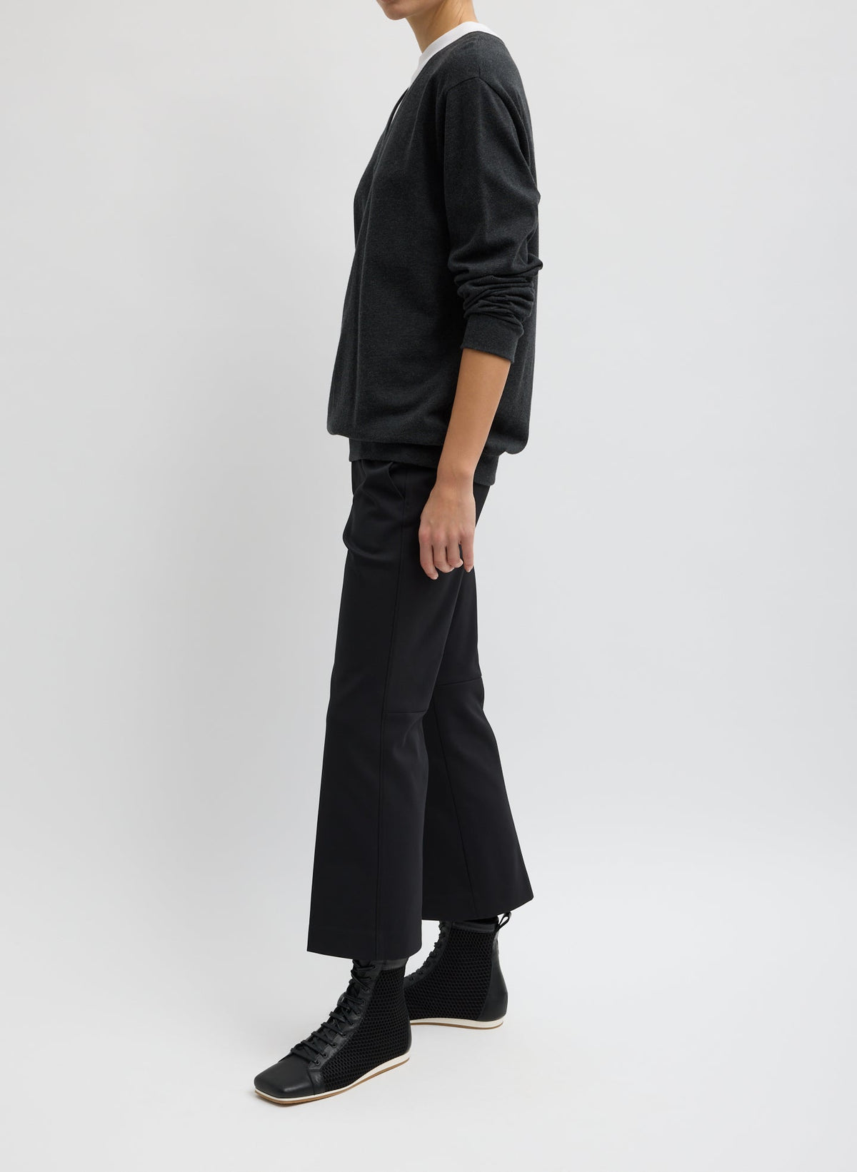 Compact Tech Knit Cropped Bootcut Pant Black - Tibi