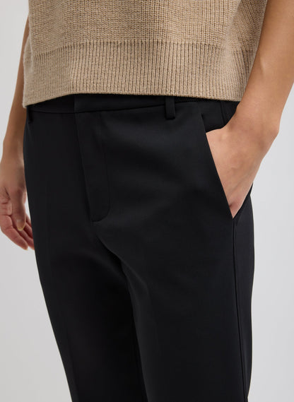 Compact Tech Knit Cropped Bootcut Pant Black - Tibi