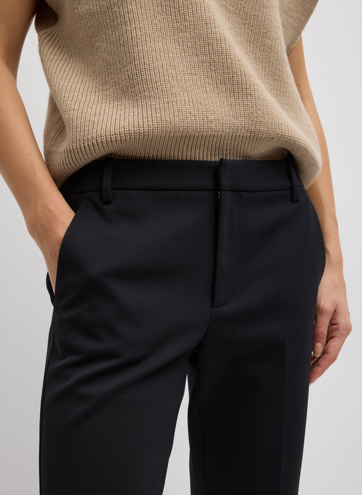 Compact Tech Knit Cropped Bootcut Pant Black - Tibi